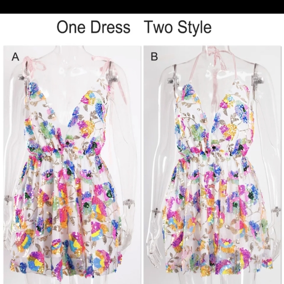 NWT Sexy Sequin Glitter Party Mini Dress S: Small & Medium - Picture 8 of 15